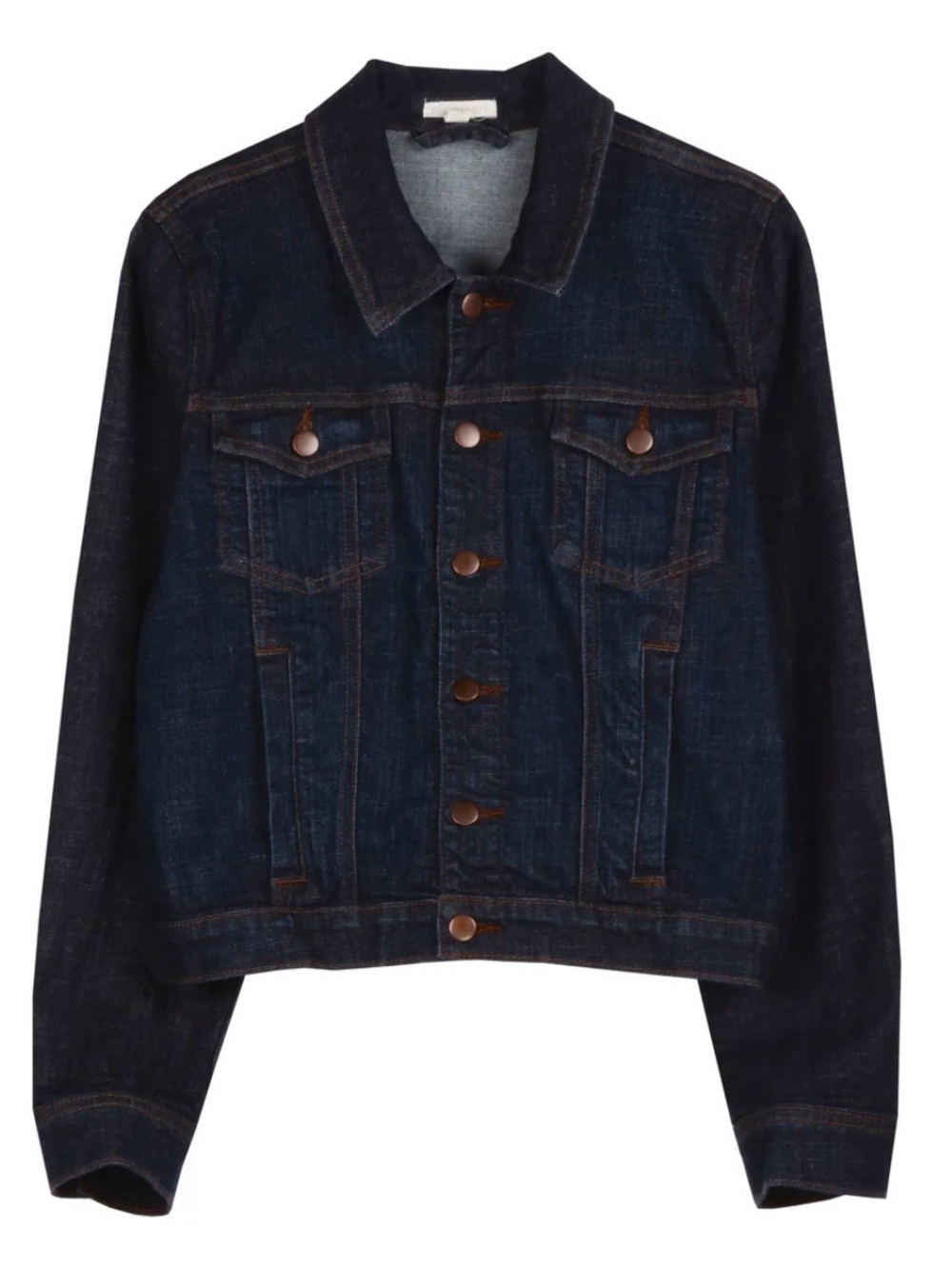 Eileen Fisher Organic Cotton Stretch Denim Classic Collar Jacket Indigo Size Med